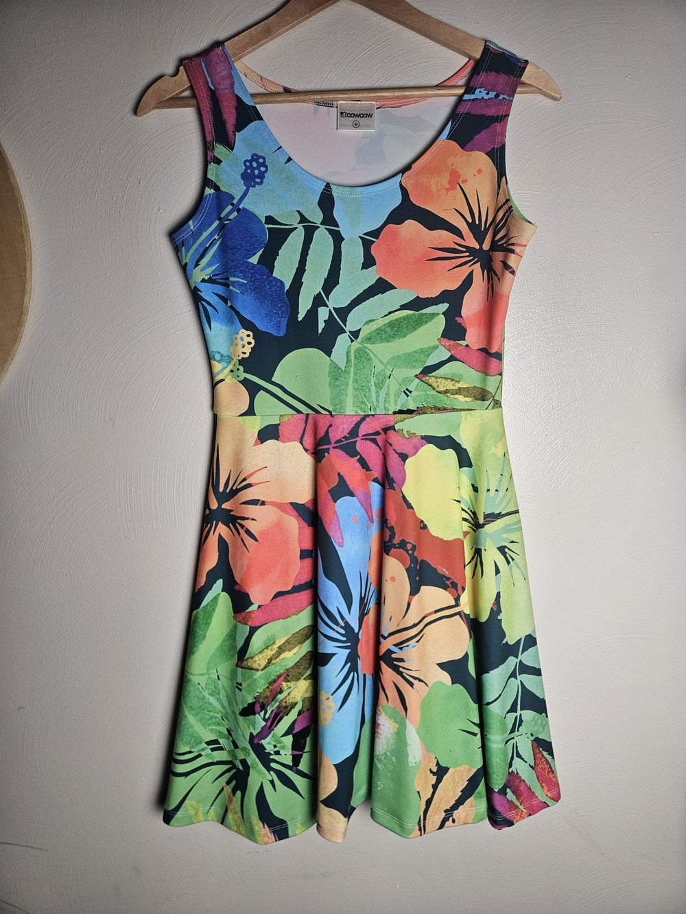 Colorful Floral Fit & Flare Mini Dress - Multicolor